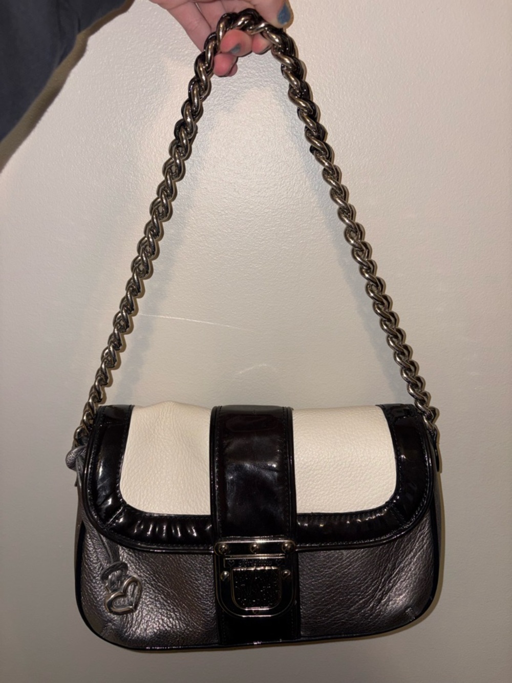 Brighton Black and White Two-Tone Shoulder Bag with Chain Strap